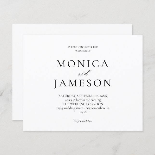 Lámina Boda moderno blanco y negro de presupuesto 2 (Anverso / Reverso)