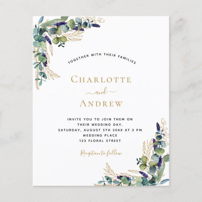 Lámina Boda moderno y elegante de eucalipto de presupuest (Anverso)