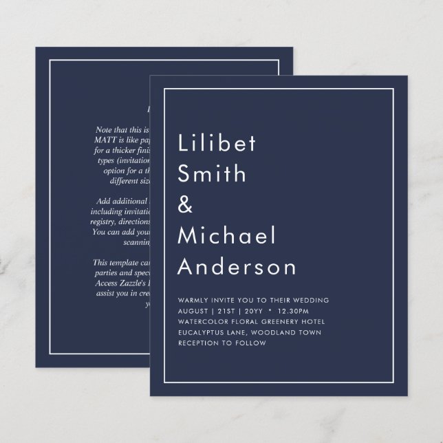 Lámina BODA monocromo azul de la Marina de Presupuestos (Anverso / Reverso)