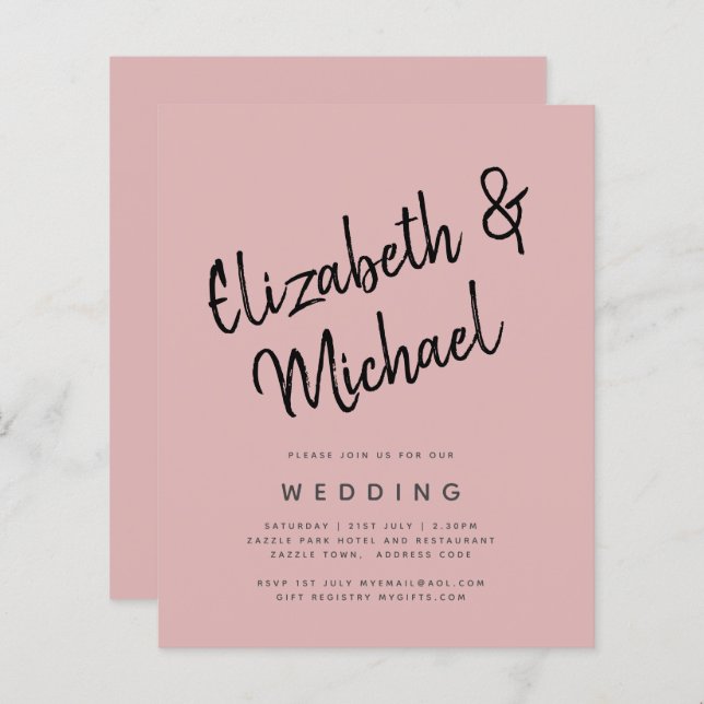 Lámina BODA monocromo rosado Rosa con luz de PRESUPUESTO (Anverso / Reverso)