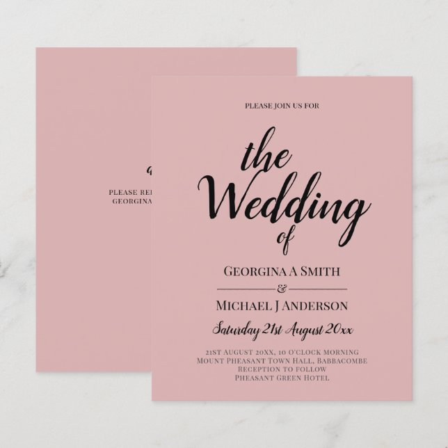 Lámina BODA monocromo rosado Rosa con luz de PRESUPUESTO (Anverso / Reverso)