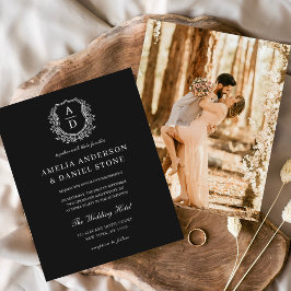 Lámina Boda Monograma Escudo floral formal de presupuesto