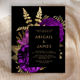Lámina Boda morada floral oscura con presupuesto Moody