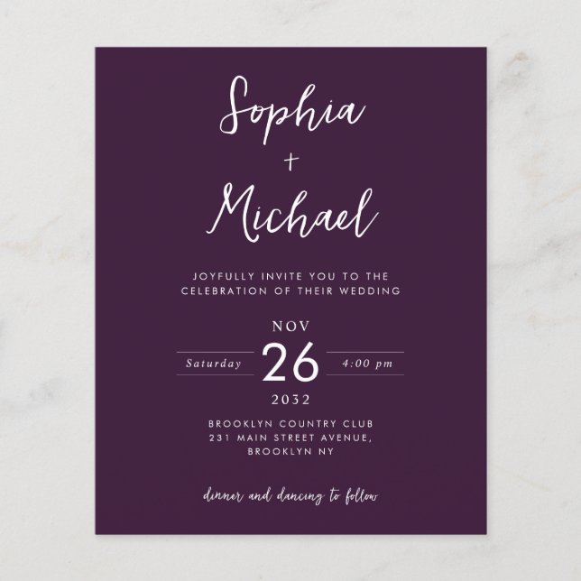Lámina Boda morado del sitio web QR (Anverso)