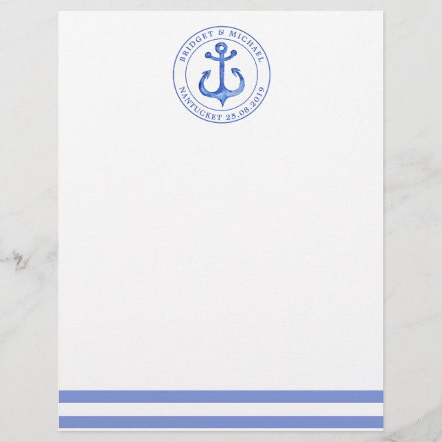 Lámina Boda Nautical Anchor Navy Blue Personalized (Anverso)