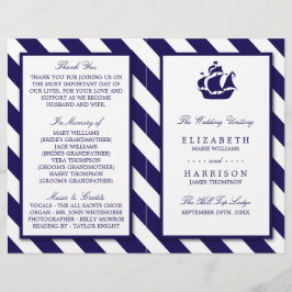 Lámina Boda Nautical Stripes & Navy Blue Ship