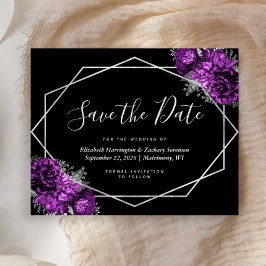 Lámina Boda negra floral púrpura del presupuesto salva la