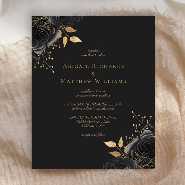 Lámina Boda negro de floral de oro negro de presupuesto (Subido por el creador)
