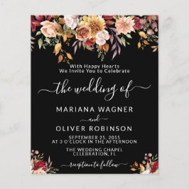 Lámina Boda negro floral romántico de otoño