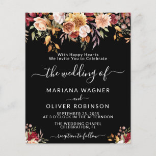 Lámina Boda negro floral romántico de otoño