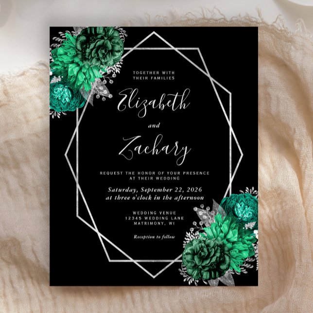 Lámina Boda negro floral verde esmeralda del presupuesto (Subido por el creador)