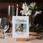 Lámina Boda Nombre de tabla de destino Foto de viaje de p<br><div class="desc">Mejore la elegancia y personalización de su boda con nuestro Decor de nombres de tabla de destino Boda. Perfecto para bodas de destino o celebraciones con temas de viajes, estos carteles muestran el nombre de un país como el nombre de la mesa junto a una hermosa foto de la pareja,...</div>