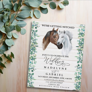 Lámina Boda Occidental Caballo Verde Madera Rústica