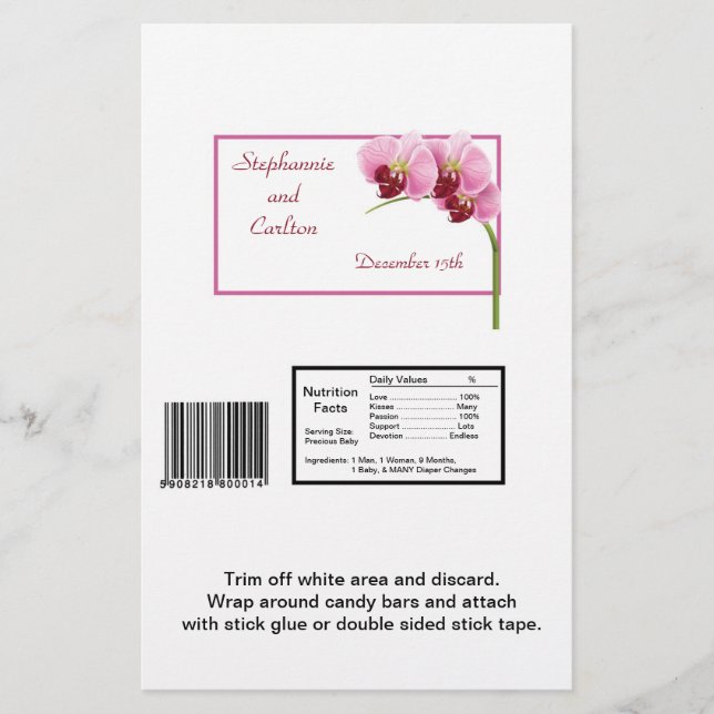 Lámina Boda Orquídea Púrpura Envoltura De Vela Grande (Anverso)