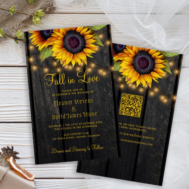 Lámina Boda otoño rústico enamorarse código QR todo en un (Subido por el creador)