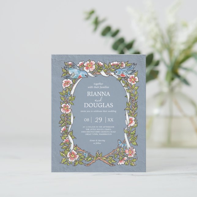 Lámina Boda Pastel de pájaros silvestres azul y agitado d (Anverso de pie)