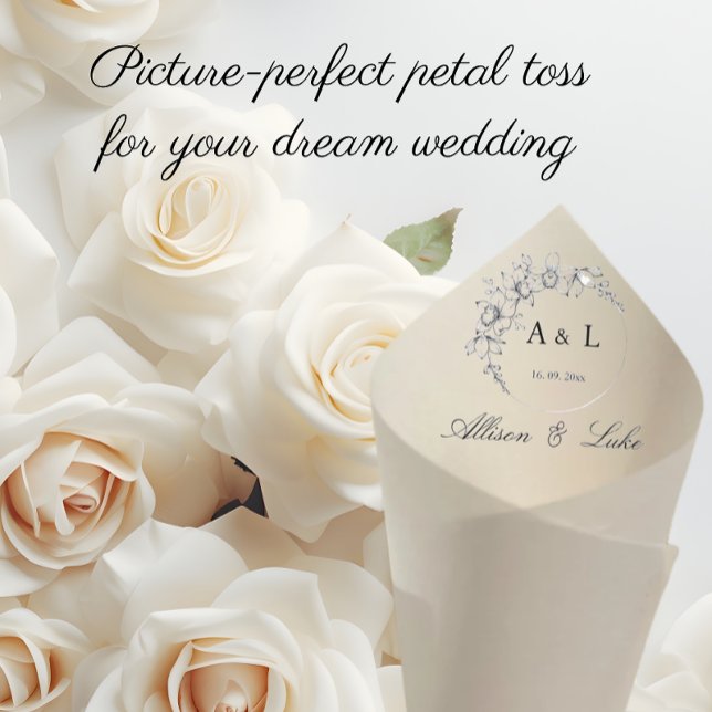 Lámina Boda Petal Toss Cone Monograma Ceremonia de desped (petal toss cones ceremony petal cone bags for flower confetti petal cones holders)