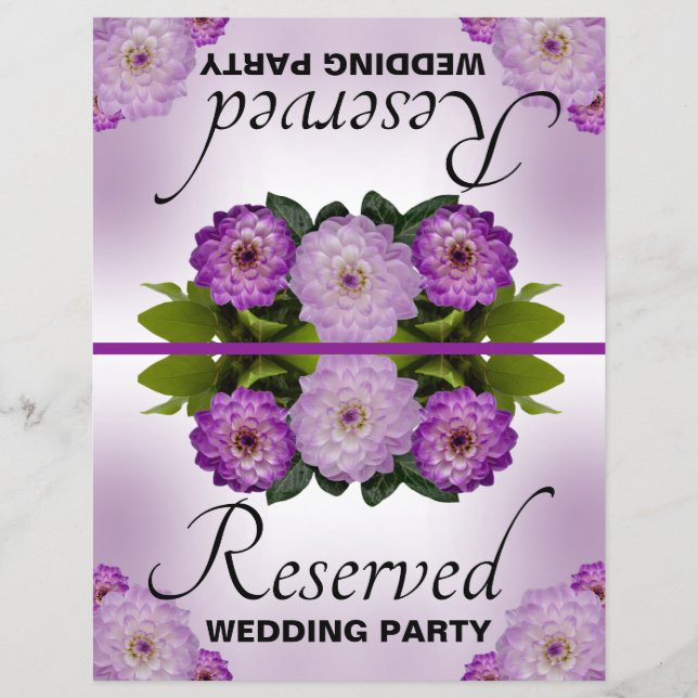 Lámina Boda plegable reservada Dahlia Purple Floral (Anverso)