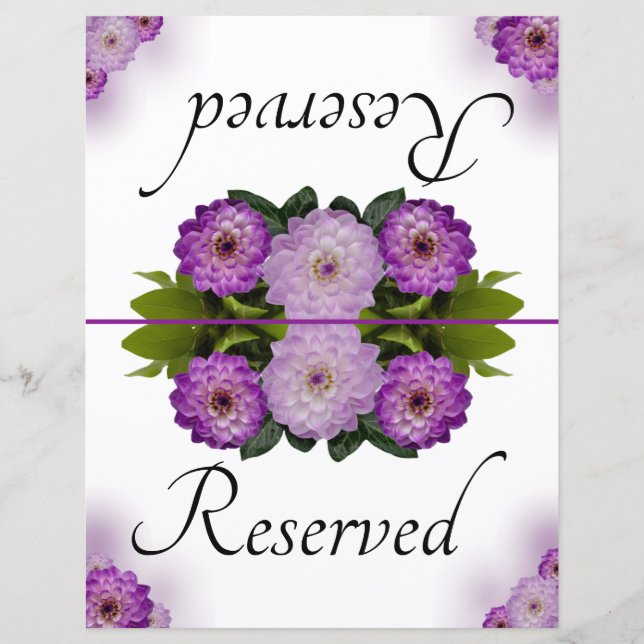 Lámina Boda plegable reservada Dahlia Purple Floral (Anverso)