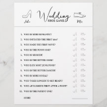 Boda Preguntas sobre juego de zapatos Papel blanco