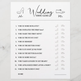 Lámina Boda Preguntas sobre juego de zapatos Papel blanco