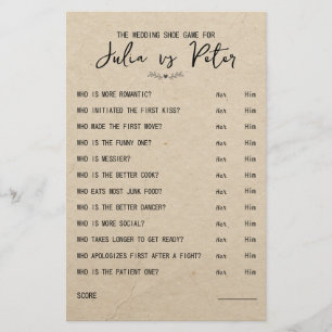 Lámina Boda Preguntas sobre juego de zapatos Papel ruso