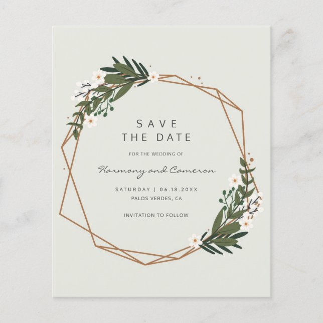 Lámina Boda presupuestal Gold Geometric Boho Ahorra la Fe (Anverso)