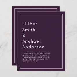 Lámina BODA PRESUPUESTARIO PLUM PURPLE Monocromo Simple