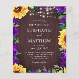 Lámina Boda Presupuestario Rústico De Las Luces Púrpuras