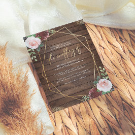 Lámina Boda Presupuestario Rústico de Madera Borgoña y Ge