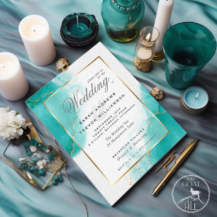 Lámina Boda Presupuestario Turquoise Gold Resumen Marble