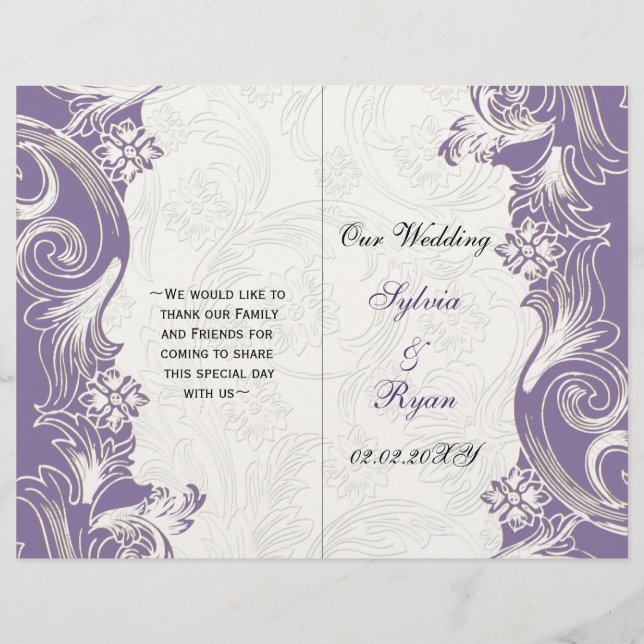 Lámina Boda Primavera Floral Morada y Blanca (Anverso)