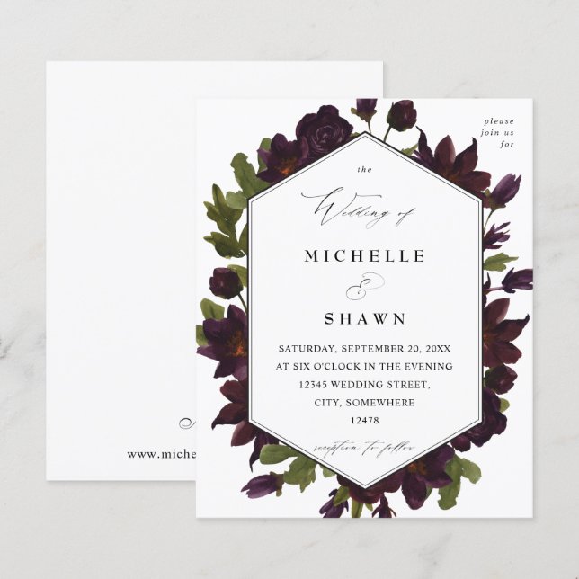 Lámina Boda Purple Floral de Halloween con presupuesto (Anverso / Reverso)