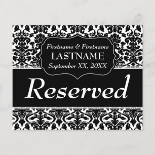 Lámina Boda Reservado - Número de tabla en blanco y negro