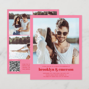 Lámina Boda retro de código QR de fotografía moderna de p