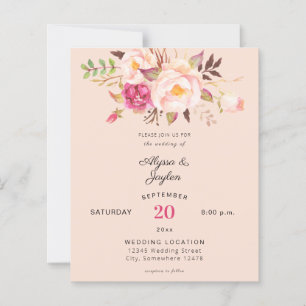 Lámina Boda Rosa Flores Florales Rosa Melocotón Presupues