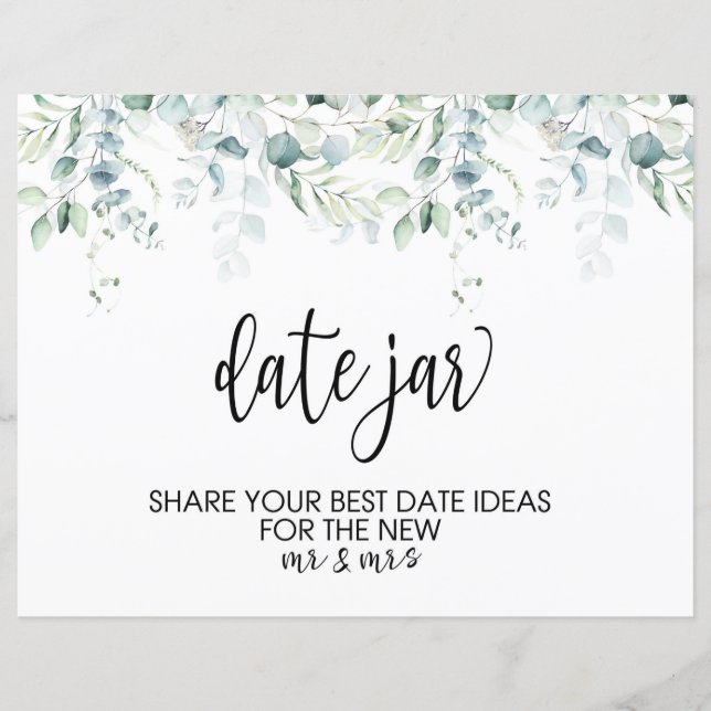 Lámina Boda Rótulo de Jar Date - Boda de Eucalyptus (Anverso)