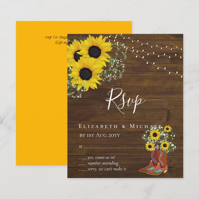 Lámina BODA RSVP de RSVP de SUS girasoles rusos (Anverso / Reverso)