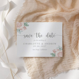 Lámina Boda Rubor Floral Rosa Eucalyptus Ahorra La Fecha