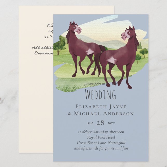 Lámina Boda Rústica Country de Tema Equino (Anverso / Reverso)
