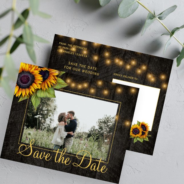 Lámina Boda rústica de girasol económica salva la fecha (Subido por el creador)