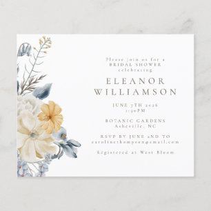 Lámina Boda Rústica Presupuesto Azul Amarillo Floral