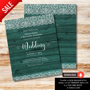 Lámina BODA Rústico de encaje blanco verde