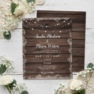 Lámina Boda Rústico de la Luz de la Cadena de Barnwood Pr