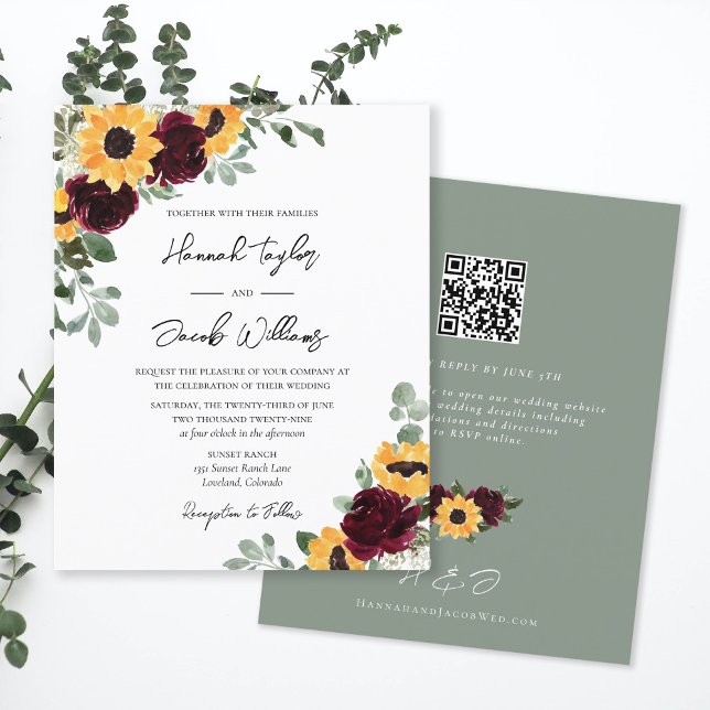 Lámina Boda Rústico del Girasol con invitación de RSVP (Subido por el creador)