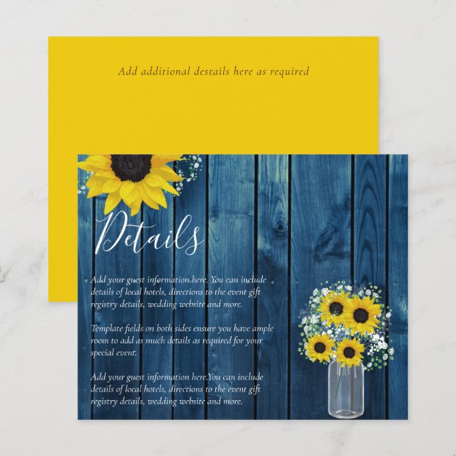 Lámina BODA Rústico del Girasol - Presupuesto (Anverso / Reverso)