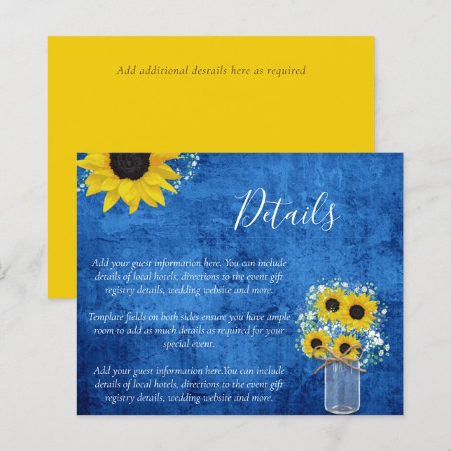 Lámina BODA Rústico del Girasol - Presupuesto (Anverso / Reverso)