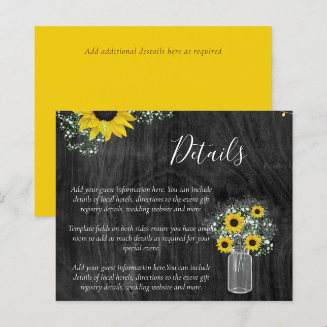 Lámina BODA Rústico del Girasol - Presupuesto (Anverso / Reverso)