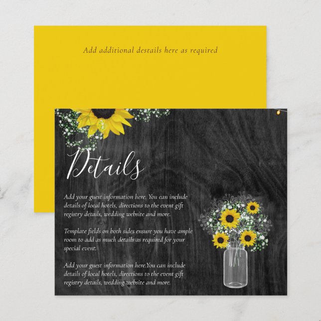 Lámina BODA Rústico del Girasol - Presupuesto (Anverso / Reverso)