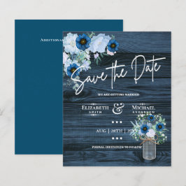 Lámina Boda Rústico Floral Azul de la Marina de Presupues